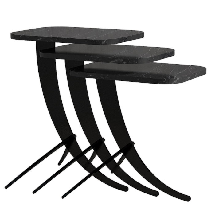 Hanah Home Pion - Black Marble Juego de Mesas Nido Hanah Home Pion - Black Marble Juego de Mesas Nido